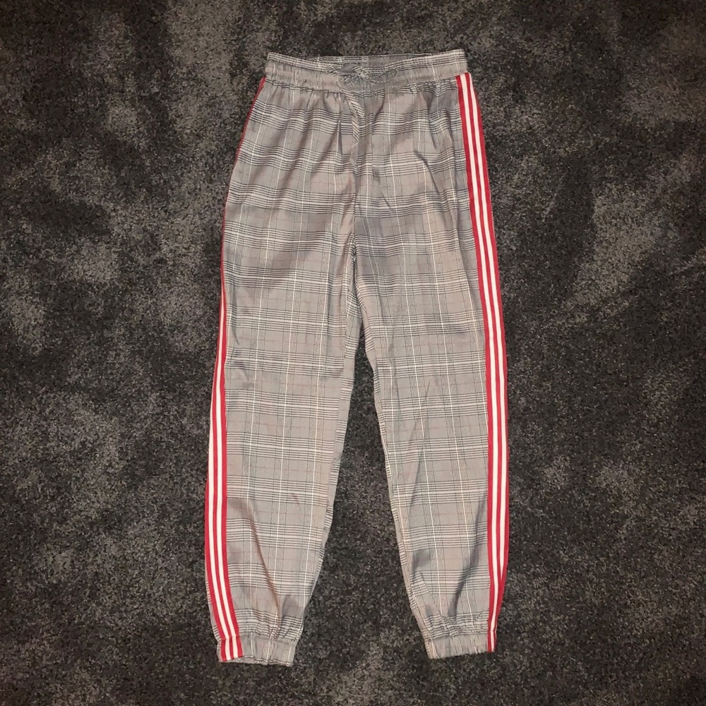 Lea & Viola Plaid Joggers with Side Stripe Size S